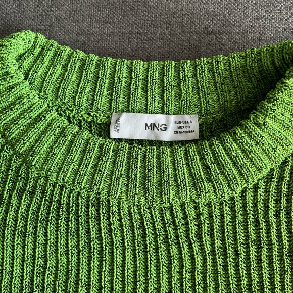 MANGO / Green Ribbed Knit Sweater - Picture 2 of 4